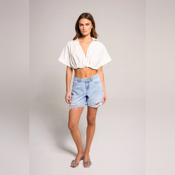 Rewash Pants - Rewash Brand A-Line Distressed Bermuda Jean Shorts Size 5/27 Light Indigo